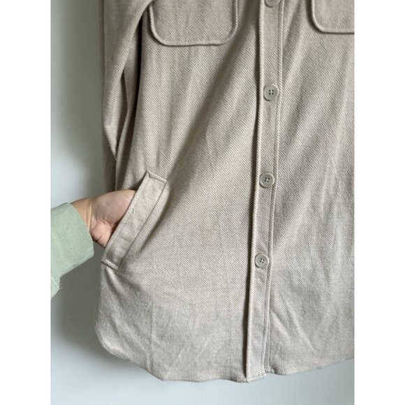 7 Diamonds Generation Shacket In Bone Neutral Plaid Longline Layering Cozy L - Picture 9 of 12